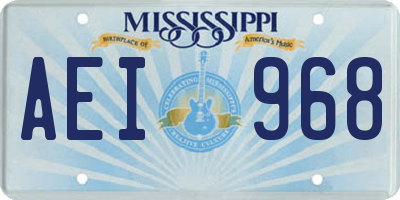 MS license plate AEI968