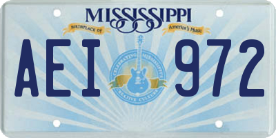 MS license plate AEI972