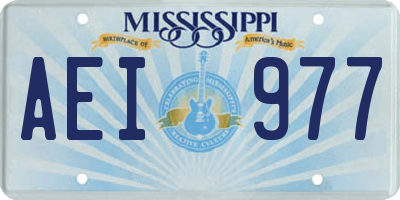 MS license plate AEI977