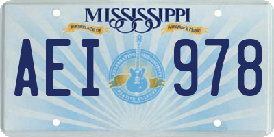 MS license plate AEI978