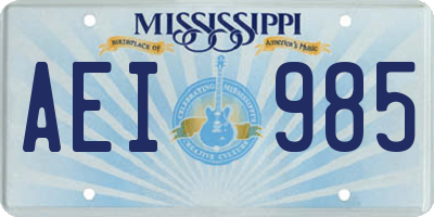 MS license plate AEI985