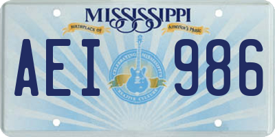 MS license plate AEI986