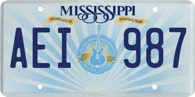 MS license plate AEI987