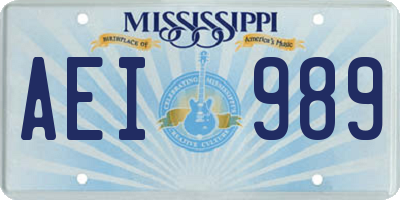 MS license plate AEI989
