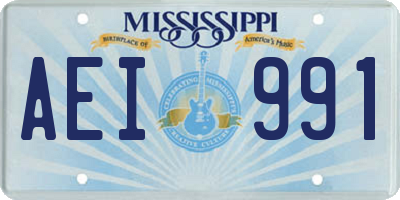 MS license plate AEI991