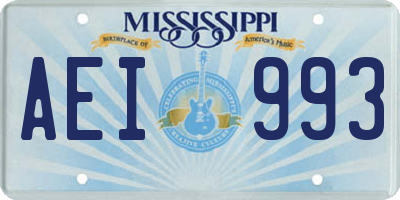 MS license plate AEI993