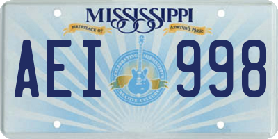 MS license plate AEI998