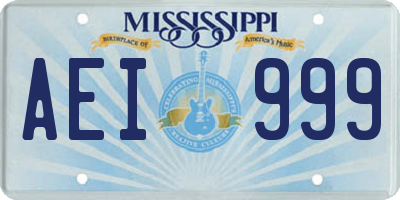 MS license plate AEI999