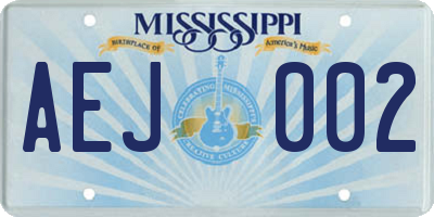 MS license plate AEJ002