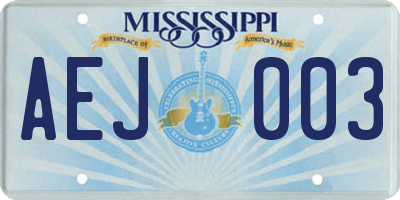 MS license plate AEJ003