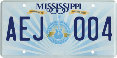 MS license plate AEJ004