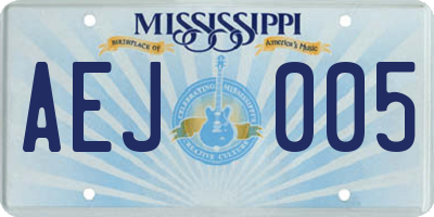 MS license plate AEJ005