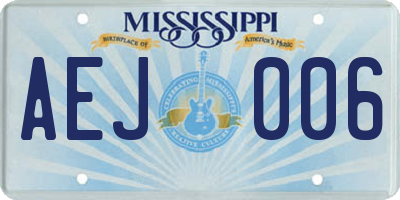MS license plate AEJ006
