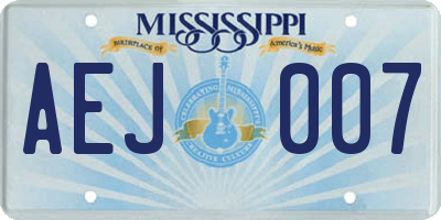 MS license plate AEJ007