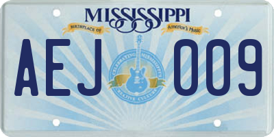 MS license plate AEJ009