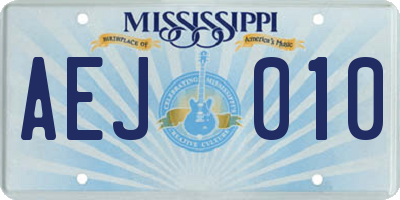 MS license plate AEJ010