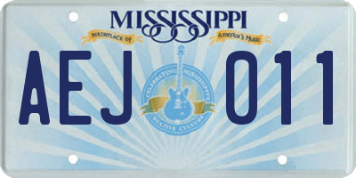 MS license plate AEJ011