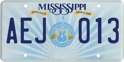 MS license plate AEJ013
