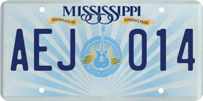 MS license plate AEJ014