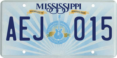 MS license plate AEJ015