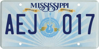 MS license plate AEJ017