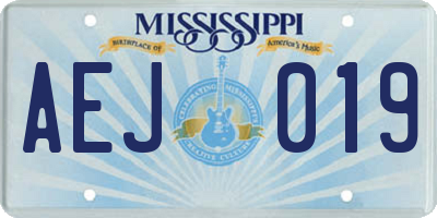 MS license plate AEJ019