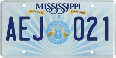 MS license plate AEJ021