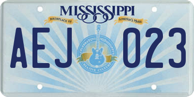 MS license plate AEJ023