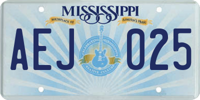 MS license plate AEJ025