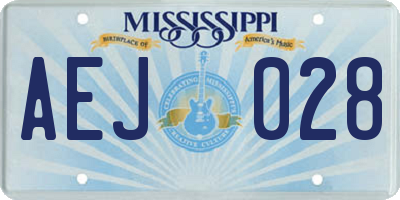 MS license plate AEJ028