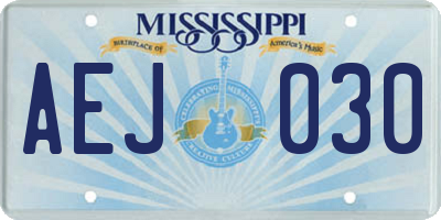 MS license plate AEJ030