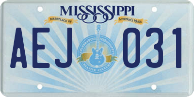 MS license plate AEJ031