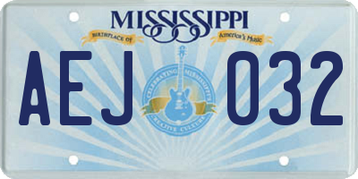 MS license plate AEJ032