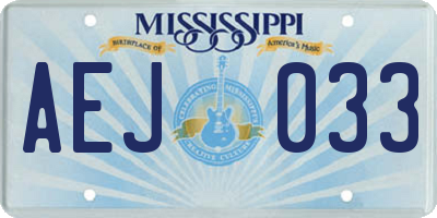 MS license plate AEJ033