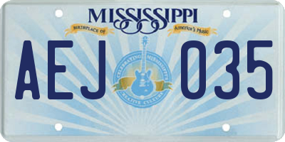 MS license plate AEJ035