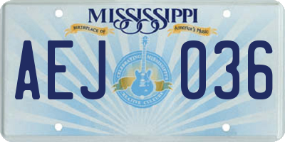 MS license plate AEJ036