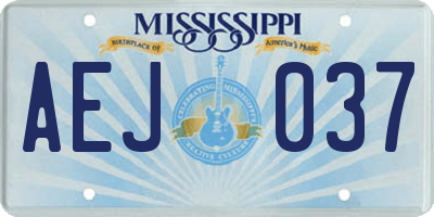 MS license plate AEJ037
