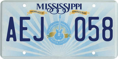 MS license plate AEJ058
