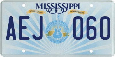 MS license plate AEJ060