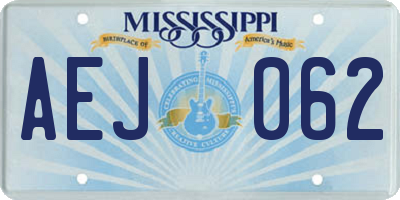 MS license plate AEJ062