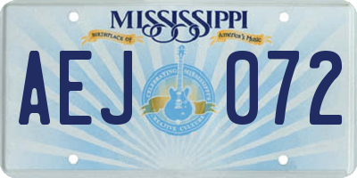 MS license plate AEJ072