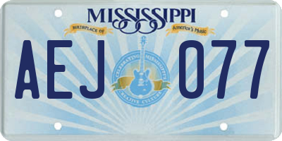 MS license plate AEJ077
