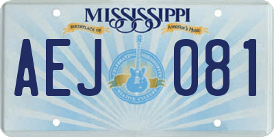 MS license plate AEJ081