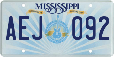 MS license plate AEJ092