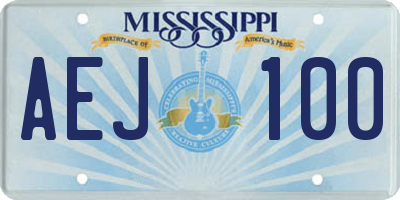 MS license plate AEJ100