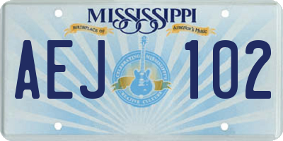 MS license plate AEJ102