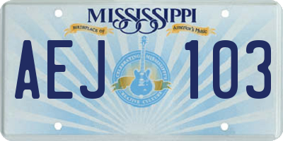 MS license plate AEJ103