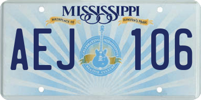 MS license plate AEJ106