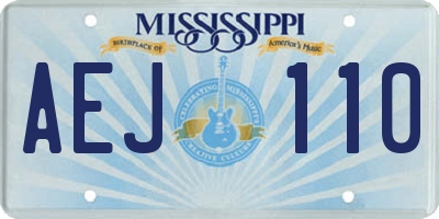 MS license plate AEJ110