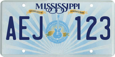 MS license plate AEJ123